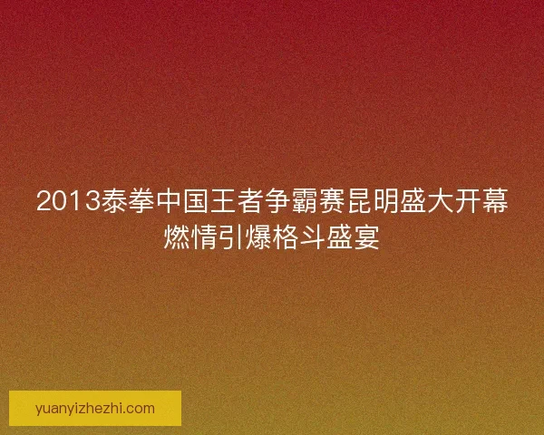 2013泰拳中国王者争霸赛昆明盛大开幕燃情引爆格斗盛宴